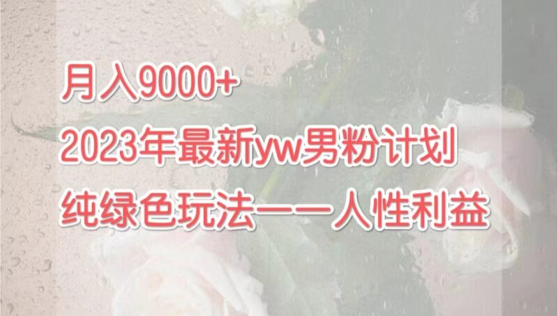 月入9000+2023年9月最新yw男粉计划绿色玩法——人性之利益|52搬砖-我爱搬砖网