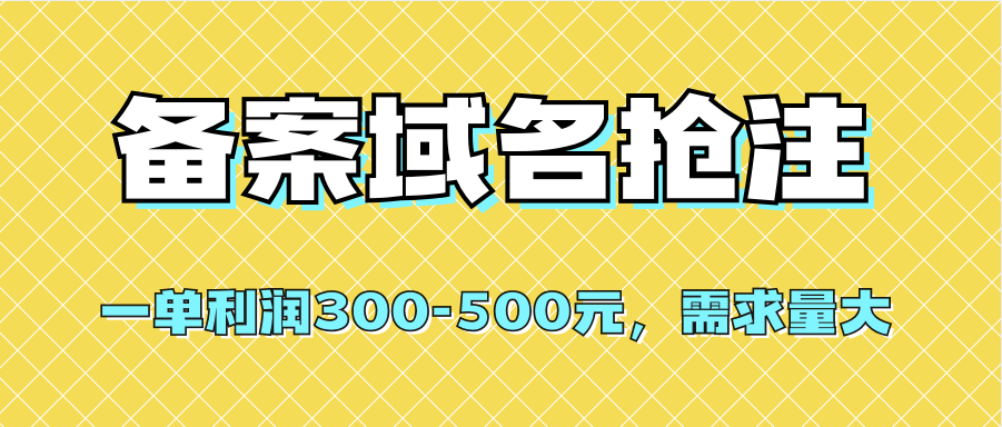 【全网首发】备案域名抢注，一单利润300-500元，需求量大|52搬砖-我爱搬砖网