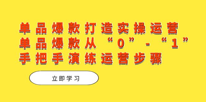 单品爆款打造实操运营，单品爆款从“0”-“1”手把手演练运营步骤|52搬砖-我爱搬砖网