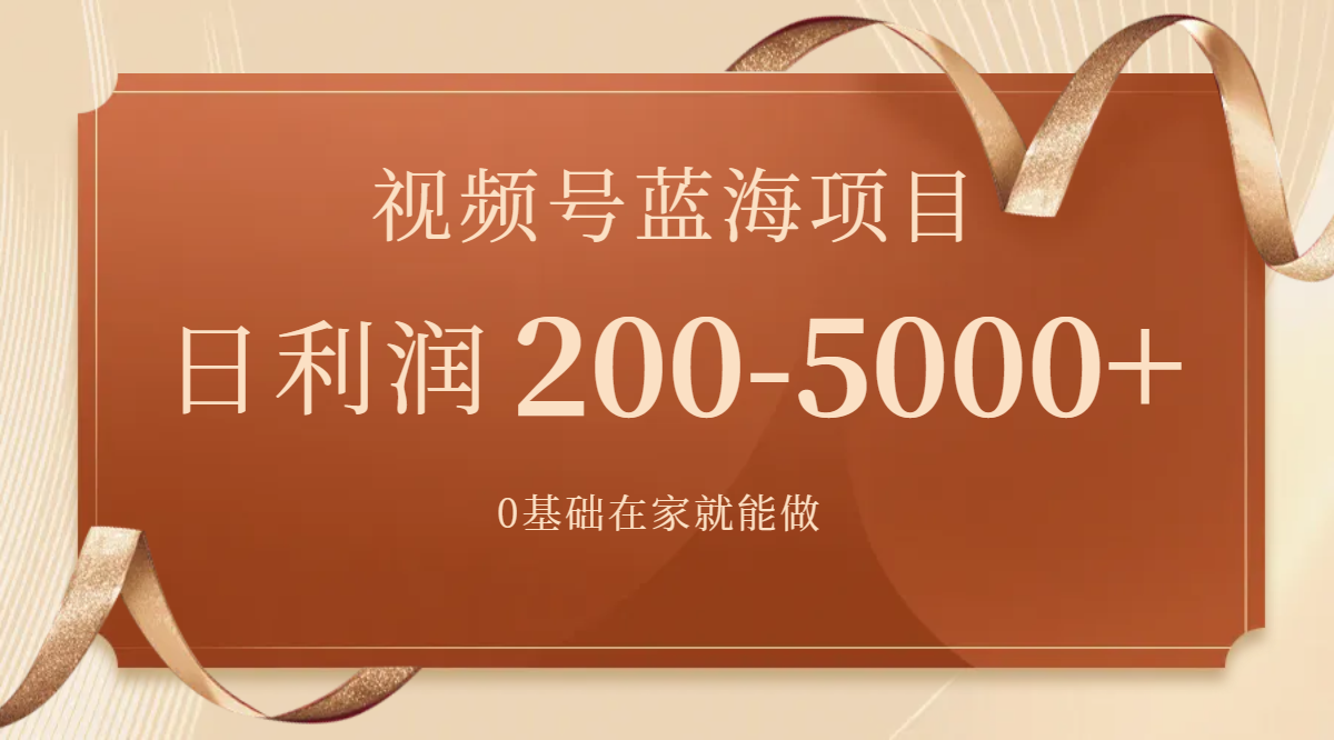 视频号蓝海项目，0基础在家也能做，日入200-5000+【附266G资料】|52搬砖-我爱搬砖网