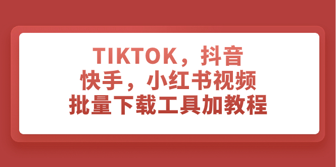 TIKTOK，抖音，快手，小红书视频批量下载工具加教程|52搬砖-我爱搬砖网