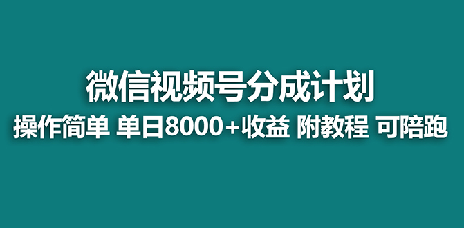 【蓝海项目】视频号分成计划，单天收益8000+，附玩法教程！可陪跑|52搬砖-我爱搬砖网