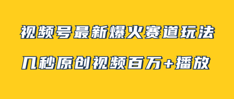 视频号最新爆火赛道玩法,几秒视频可达百万播放,小白即可操作|52搬砖-我爱搬砖网