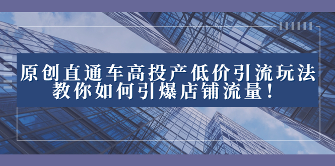 2023直通车高投产低价引流玩法，教你如何引爆店铺流量！|52搬砖-我爱搬砖网