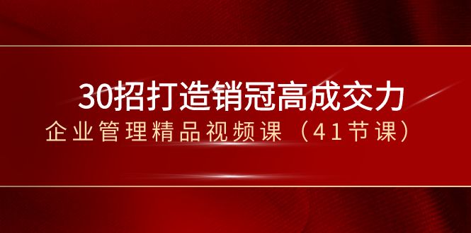 30招-打造销冠高成交力-企业管理精品视频课|52搬砖-我爱搬砖网