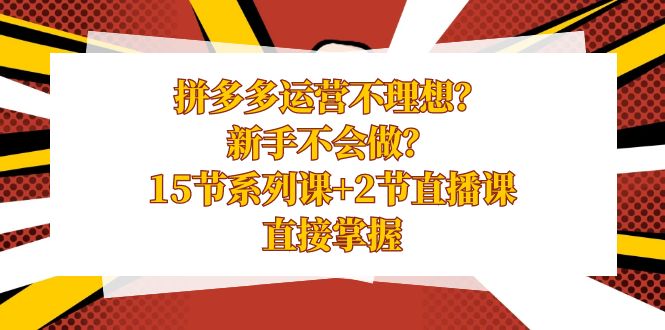 拼多多运营不理想？新手不会做？15节系列课+2节直播课，直接掌握|52搬砖-我爱搬砖网