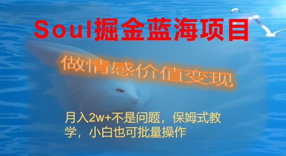 Soul掘金蓝海项目细分赛道，做情感价值变现，月入2w+不是问题|52搬砖-我爱搬砖网