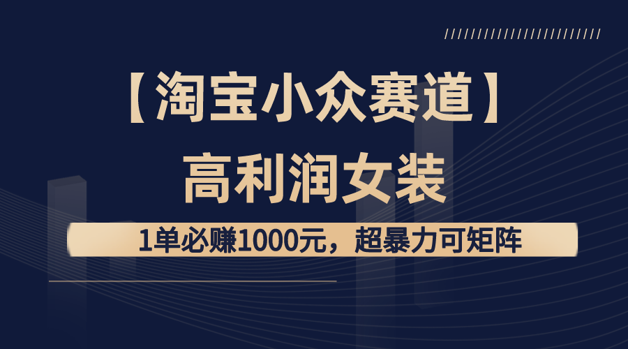 【淘宝小众赛道】高利润女装：1单必赚1000元，超暴力可矩阵|52搬砖-我爱搬砖网