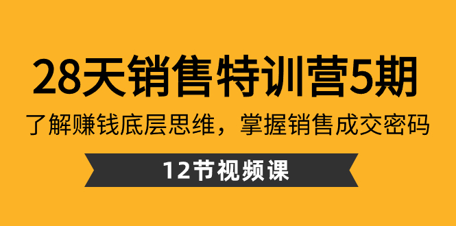 28天·销售特训营5期：了解赚钱底层思维，掌握销售成交密码|52搬砖-我爱搬砖网