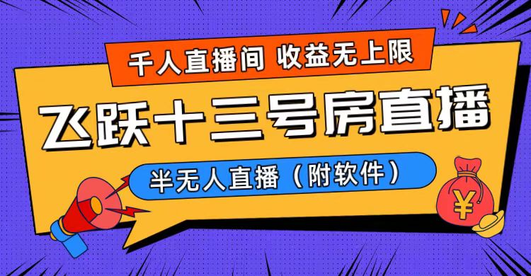 爆火飞跃十三号房半无人直播，一场直播上千人，日入过万！|52搬砖-我爱搬砖网