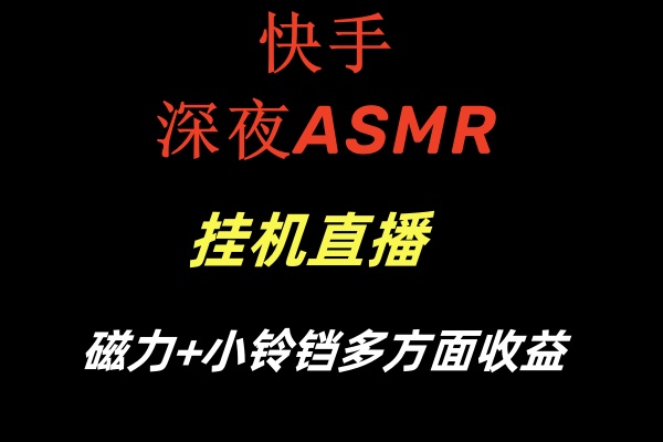 快手深夜ASMR挂机直播磁力+小铃铛多方面收益|52搬砖-我爱搬砖网