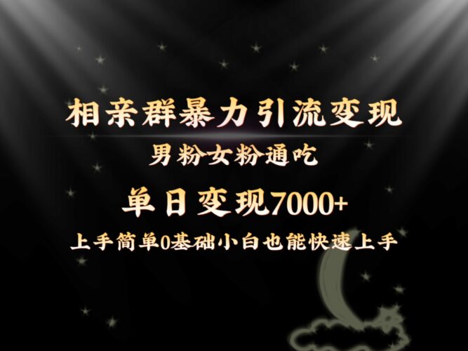 全网首发相亲群暴力引流男粉女粉通吃变现玩法,单日变现7000+保姆教学1.0|52搬砖-我爱搬砖网