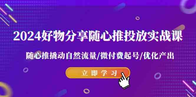 2024好物分享-随心推投放实战课 随心推撬动自然流量/微付费起号/优化产出|52搬砖-我爱搬砖网