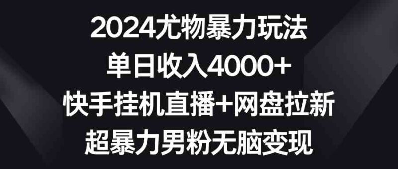 2024尤物暴力玩法 单日收入4000+快手挂机直播+网盘拉新 超暴力男粉无脑变现|52搬砖-我爱搬砖网