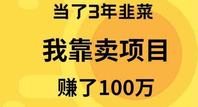 当了3年韭菜，我靠卖项目赚了100万|52搬砖-我爱搬砖网