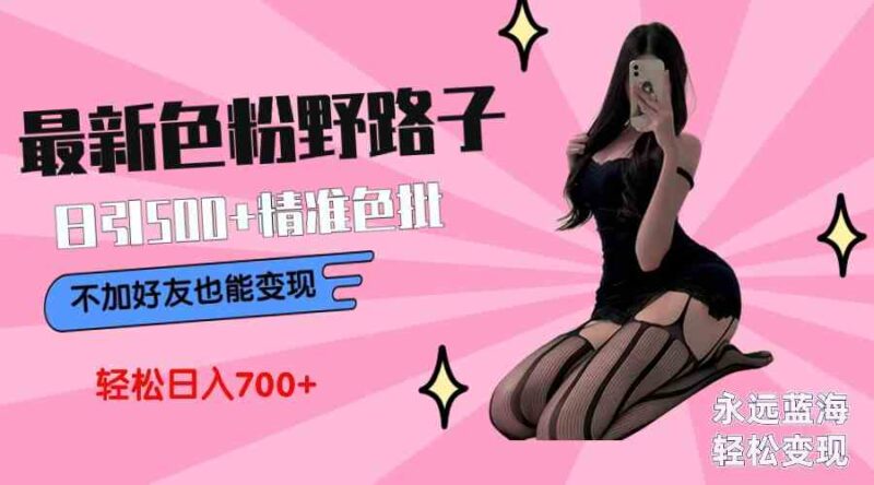 最新色粉变现野路子,日引500+老色批 可不加好友直接变现 小白轻松日入700+|52搬砖-我爱搬砖网