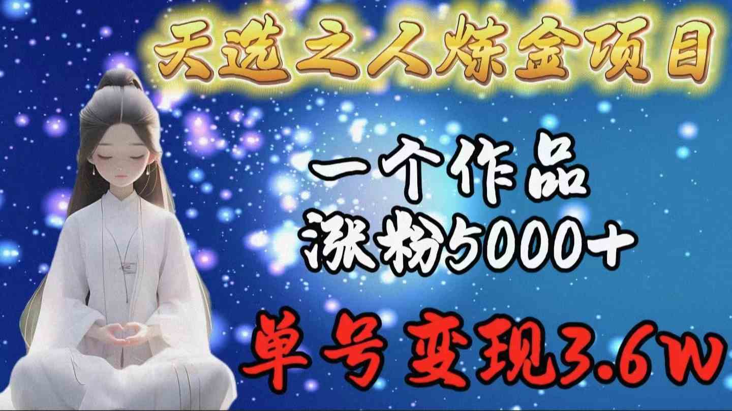 天选之人炼金项目，一个作品涨粉5000+，单号变现3.6w|52搬砖-我爱搬砖网