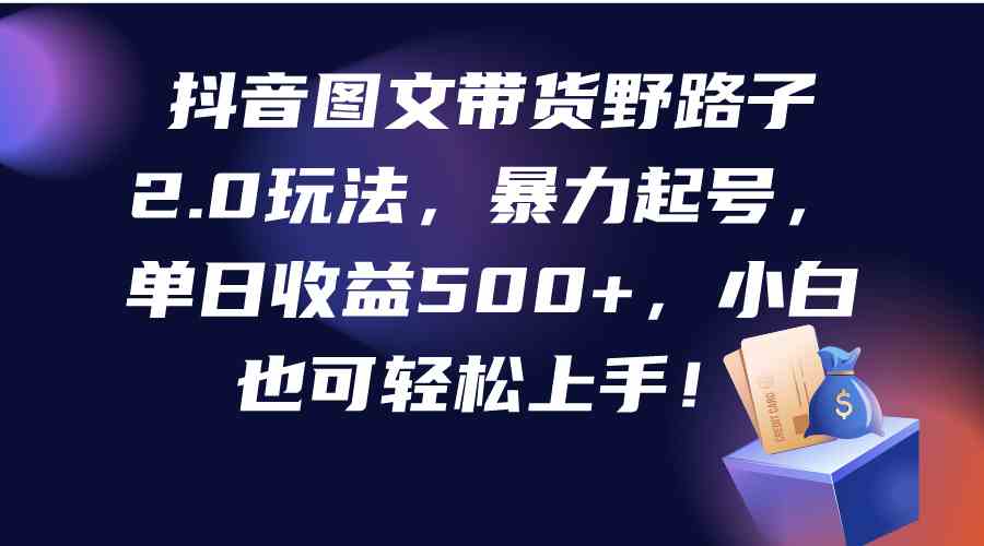 抖音图文带货野路子2.0玩法，暴力起号，单日收益500+，小白也可轻松上手！|52搬砖-我爱搬砖网