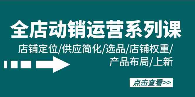 全店·动销运营系列课：店铺定位/供应简化/选品/店铺权重/产品布局/上新|52搬砖-我爱搬砖网