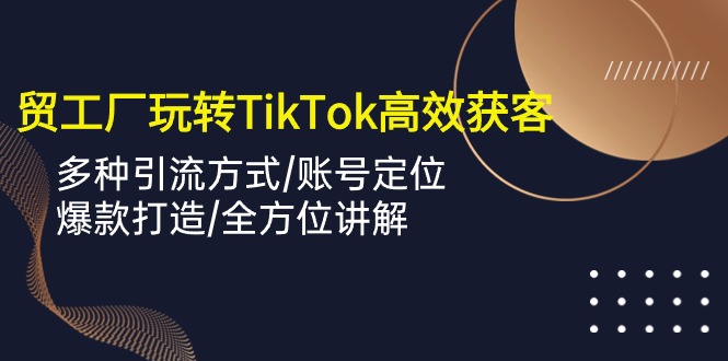 外贸工厂玩转TikTok高效获客，多种引流方式/账号定位/爆款打造/全方位讲解|52搬砖-我爱搬砖网