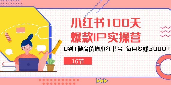 小红书100天-爆款IP实操营，0到1做高价值小红书号 每月多赚3000+|52搬砖-我爱搬砖网