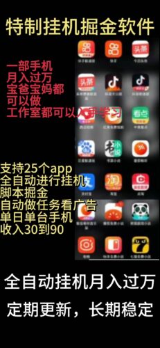 靠挂机月入过万,纯挂机适合宝爸宝妈学生党操作,24小时无脑挂机单机一…|52搬砖-我爱搬砖网