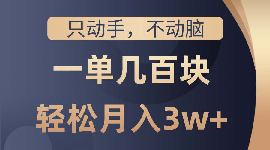 只动手不动脑，一单几百块，轻松月入3w+，看完就能直接操作，详细教程|52搬砖-我爱搬砖网