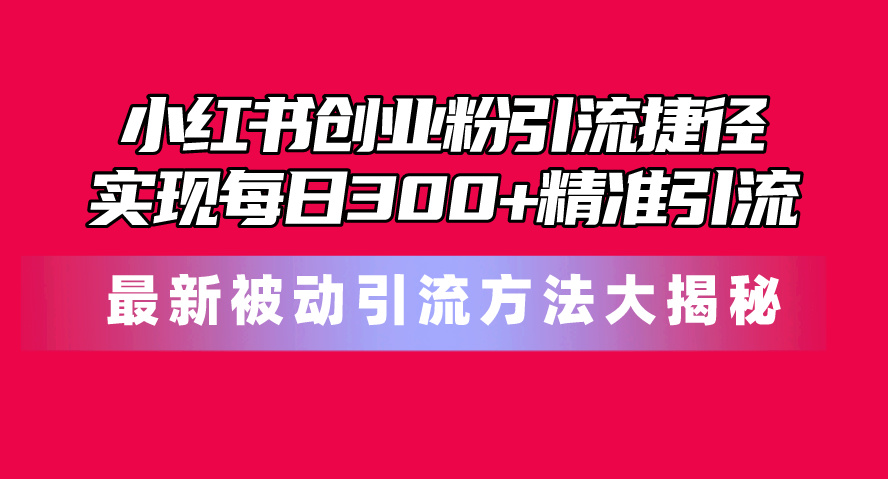 小红书创业粉引流捷径！最新被动引流方法大揭秘，实现每日300+精准引流|52搬砖-我爱搬砖网