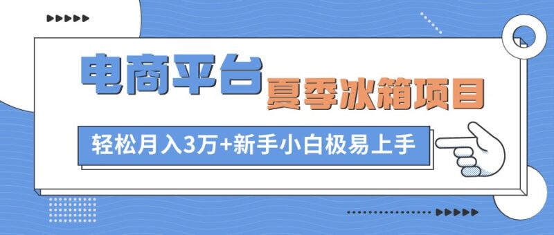 电商平台夏季冰箱项目,轻松月入3万+,新手小白极易上手|52搬砖-我爱搬砖网