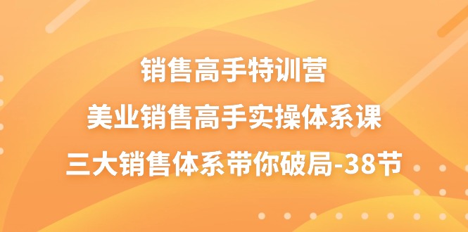 销售-高手特训营，美业-销售高手实操体系课，三大销售体系带你破局-38节|52搬砖-我爱搬砖网