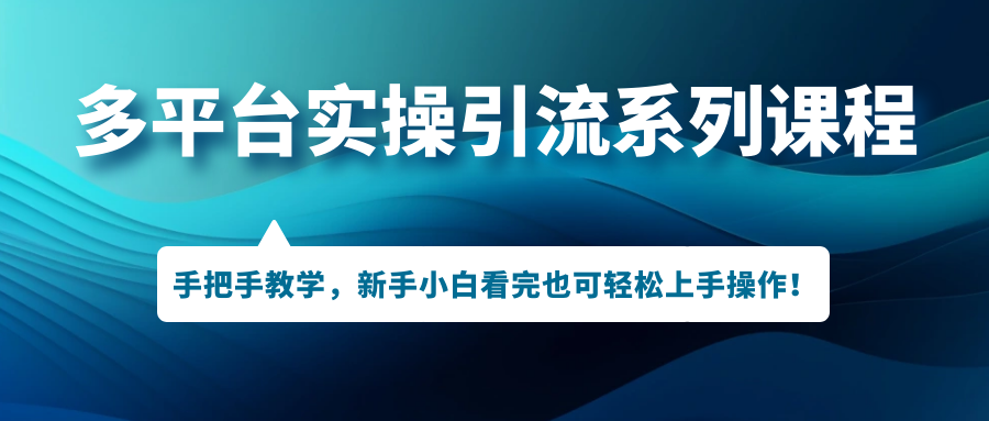 多平台实操引流系列课程，手把手教学，新手小白看完也可轻松上手引流操作！|52搬砖-我爱搬砖网