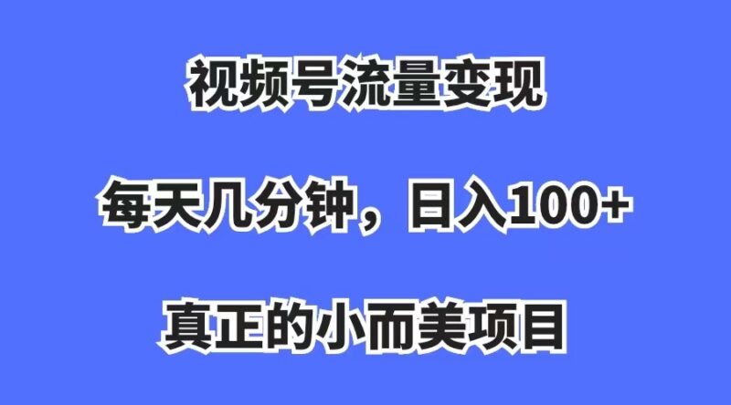 视频号流量变现，每天几分钟，收入100+，真正的小而美项目|52搬砖-我爱搬砖网