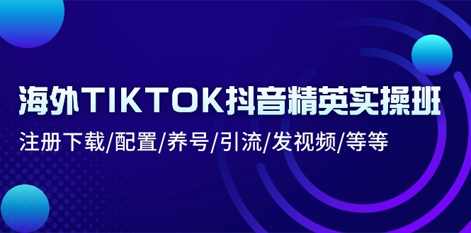 海外TIKTOK抖音精英实操班：注册下载/配置/养号/引流/发视频/等等|52搬砖-我爱搬砖网