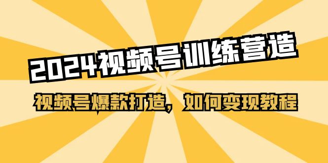 2024视频号训练营，视频号爆款打造，如何变现教程|52搬砖-我爱搬砖网