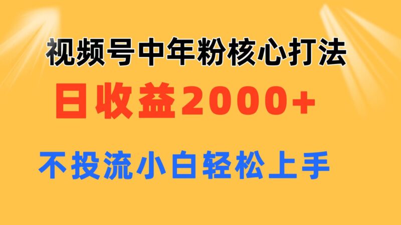 视频号中年粉核心玩法 日收益2000+ 不投流小白轻松上手|52搬砖-我爱搬砖网