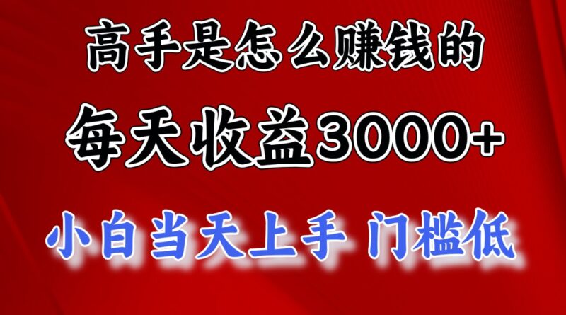 高手是怎么赚钱的,一天收益3000+ 这是穷人逆风翻盘的一个项目,非常…|52搬砖-我爱搬砖网