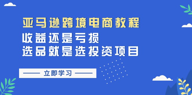 亚马逊跨境电商教程：收益还是亏损！选品就是选投资项目|52搬砖-我爱搬砖网