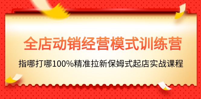 全店动销-经营模式训练营，指哪打哪100%精准拉新保姆式起店实战课程|52搬砖-我爱搬砖网