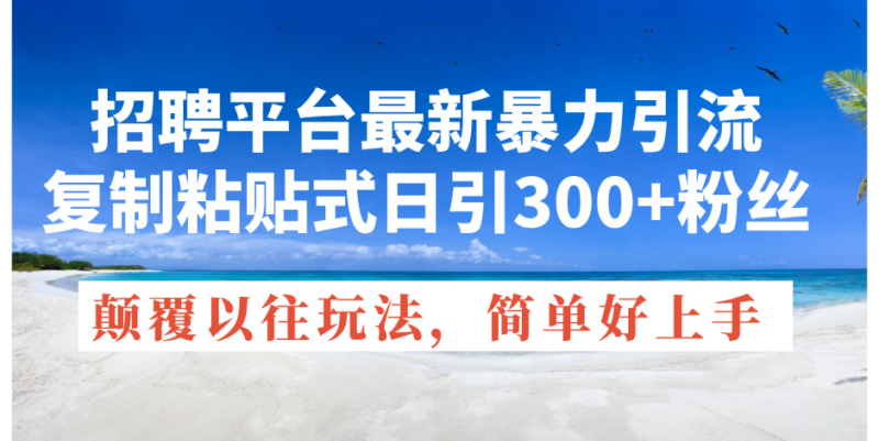 招聘平台最新暴力引流，复制粘贴式日引300+粉丝，颠覆以往垃圾玩法，简…|52搬砖-我爱搬砖网