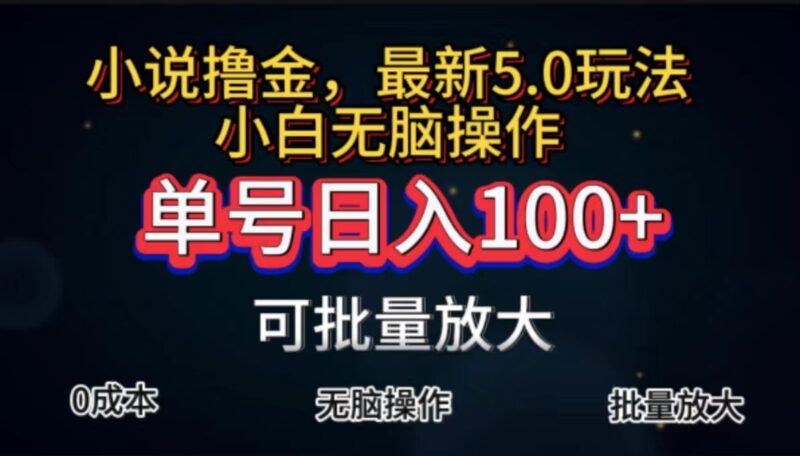 全自动小说撸金,单号日入100+小白轻松上手,无脑操作|52搬砖-我爱搬砖网