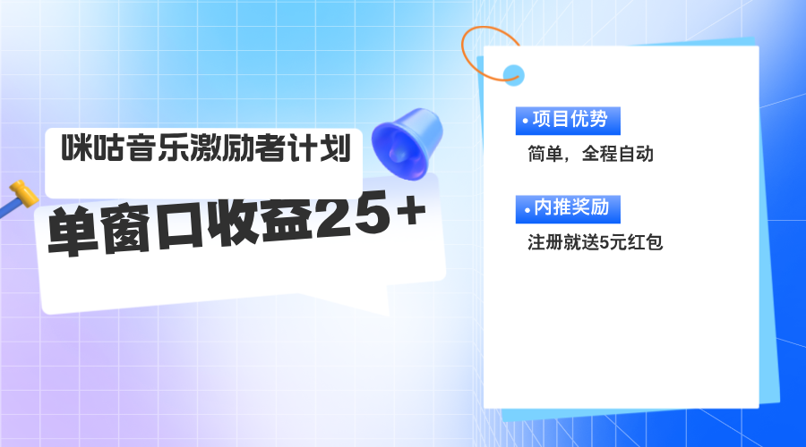 咪咕激励者计划，单窗口收益20~25，可矩阵操作|52搬砖-我爱搬砖网