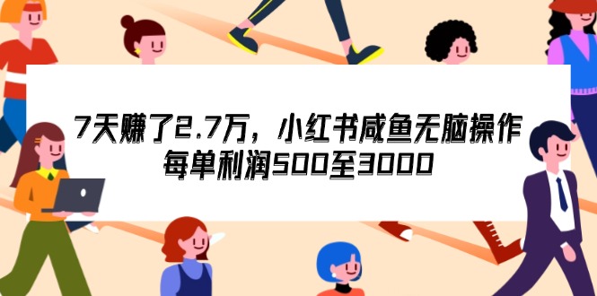 7天收了2.7万，小红书咸鱼无脑操作，每单利润500至3000|52搬砖-我爱搬砖网