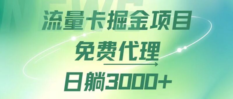 流量卡掘金代理，日躺赚3000+，变现暴力，多种推广途径|52搬砖-我爱搬砖网