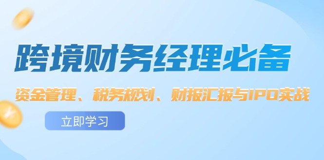 跨境 财务经理必备：资金管理、税务规划、财报汇报与IPO实战|52搬砖-我爱搬砖网