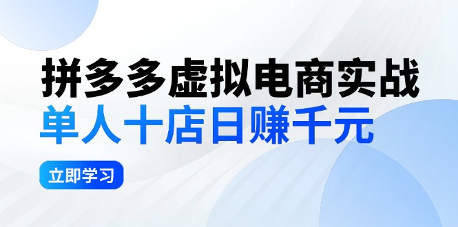 拼多多虚拟电商实战：单人10店日赚千元，深耕老项目，稳定盈利不求风口|52搬砖-我爱搬砖网