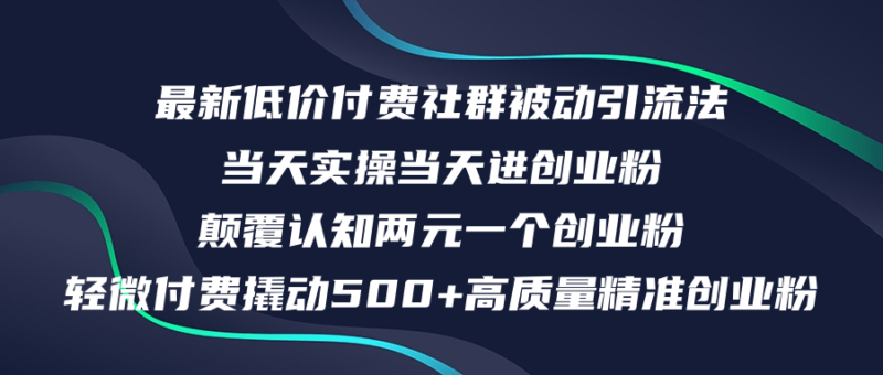 最新低价付费社群日引500+高质量精准创业粉,当天实操当天进创业粉,日…|52搬砖-我爱搬砖网