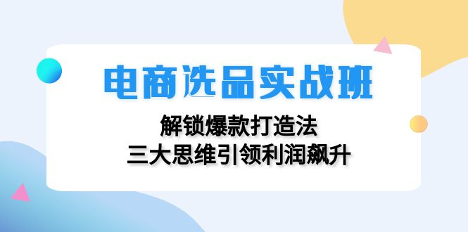 电商选品实战班：解锁爆款打造法，三大思维引领利润飙升|52搬砖-我爱搬砖网