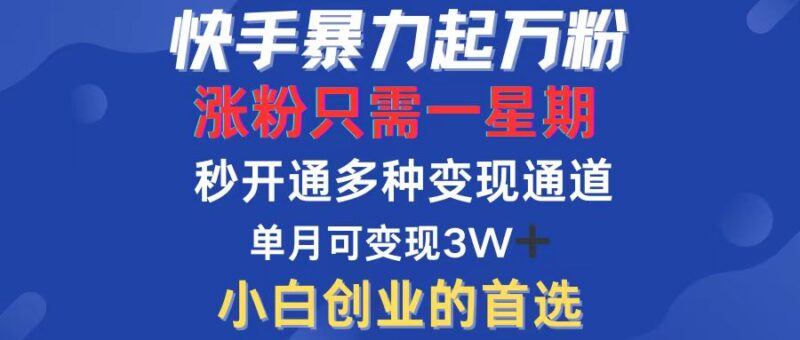 快手暴力起万粉,涨粉只需一星期,多种变现模式,直接秒开万合,小白创…|52搬砖-我爱搬砖网