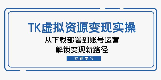 TK虚拟资源变现实操：从下载部署到账号运营，解锁变现新路径|52搬砖-我爱搬砖网