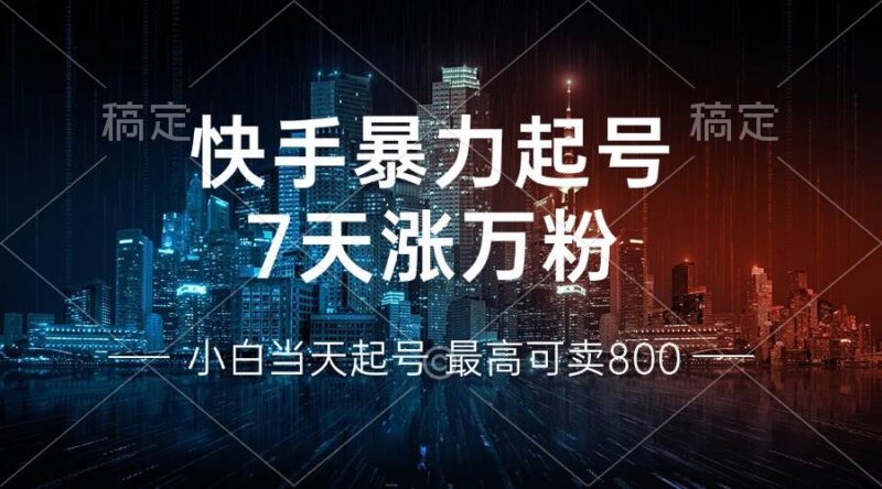 快手暴力起号，7天涨万粉，小白当天起号 多种变现方式，账号回收，单月…|52搬砖-我爱搬砖网